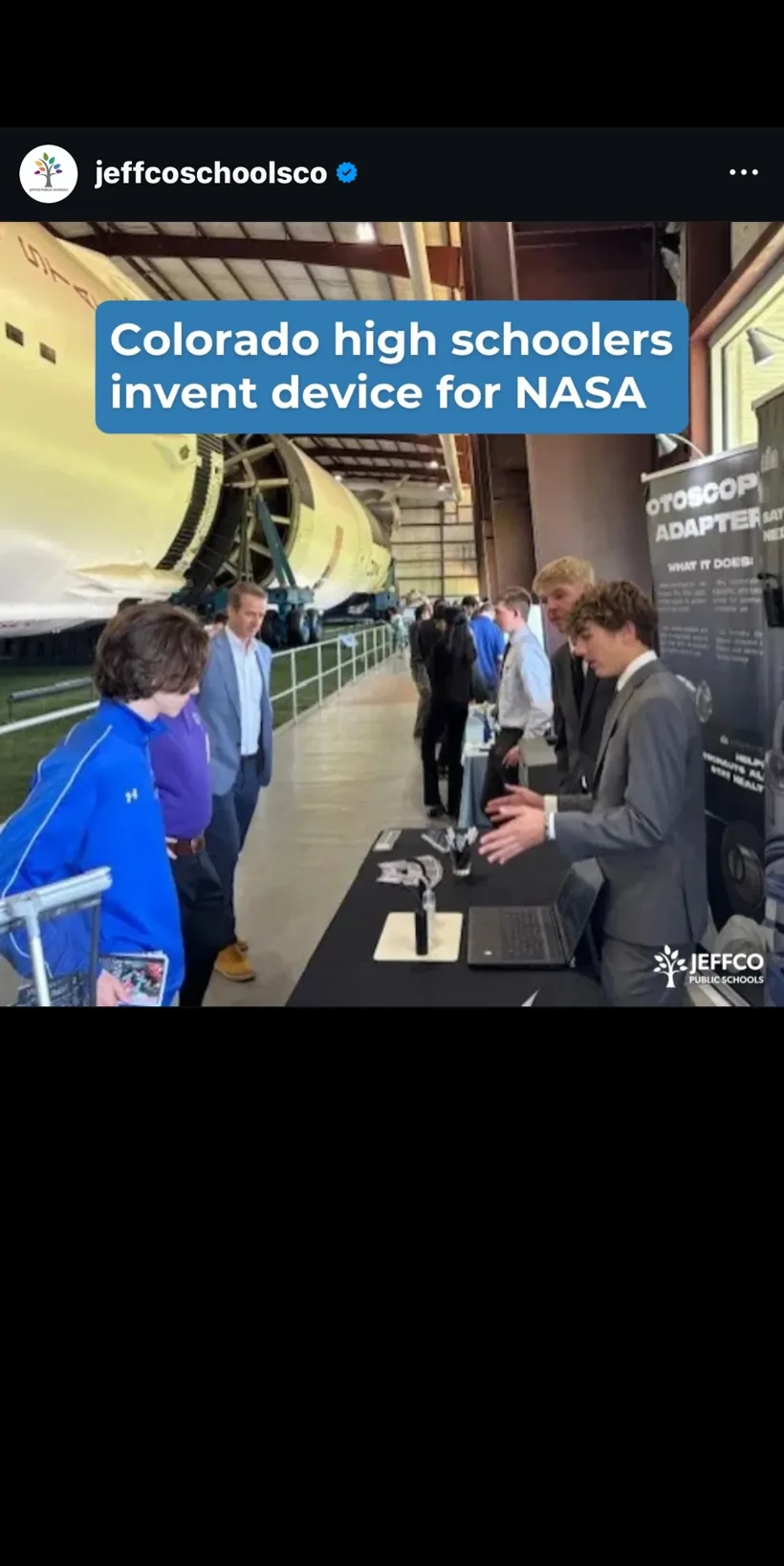 Jeffco Public Schools post: Colorado high schoolers invent device for NASA